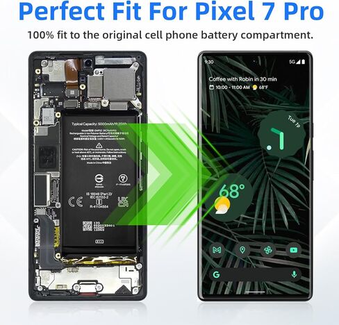 SHENMZ Replacement Battery for Google Pixel 7, 4355mAh Higher Capacity New 0 Cycle Battery Compatible with HTC Google Pixel 7 Model GZE8U GVU6C GQML3 with Repair Tool Kits in Kuwait