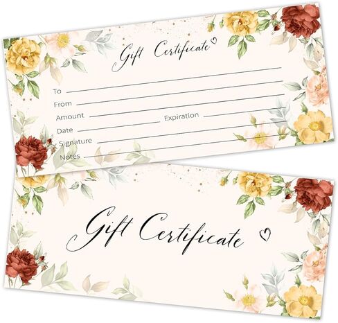 Vintage Gift Certificates for Business, for Spa Salon Restaurants Wedding Bridal Customer Custom Client Vouchers Coupon Birthday Christmas, 25 Pcs Blank Gift Cards -004 in Saudi Arabia