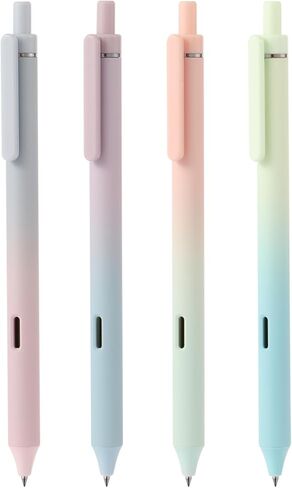 Retractable Gel Ink Pens, 0.5mm Quick Dry Black Ink Fine Point Tip Pen with Aesthetic Gradient Color Barrel Comfort Grip Fine Point Smooth Writing. (4 Pcs Gradient Black Ink) in Saudi Arabia