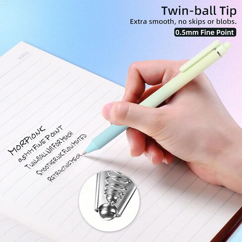 Retractable Gel Ink Pens, 0.5mm Quick Dry Black Ink Fine Point Tip Pen with Aesthetic Gradient Color Barrel Comfort Grip Fine Point Smooth Writing. (4 Pcs Gradient Black Ink) in Saudi Arabia