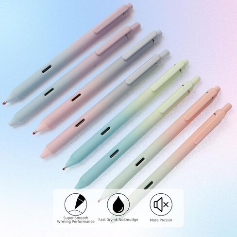 Retractable Gel Ink Pens, 0.5mm Quick Dry Black Ink Fine Point Tip Pen with Aesthetic Gradient Color Barrel Comfort Grip Fine Point Smooth Writing. (4 Pcs Gradient Black Ink) in Saudi Arabia
