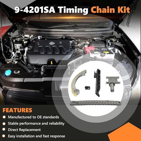 TKC8002 Engine Timing Chain Kit with Chain Guide Rail, Tensioner, Sprocket - Compatible with Chevy/GMC/Buick/Pontiac/Saturn/Saab Malibu/Equinox/Impala/Terrain/Regal/LaCrosse/Cobalt 2.0L 2.2L 2.4L in Saudi Arabia