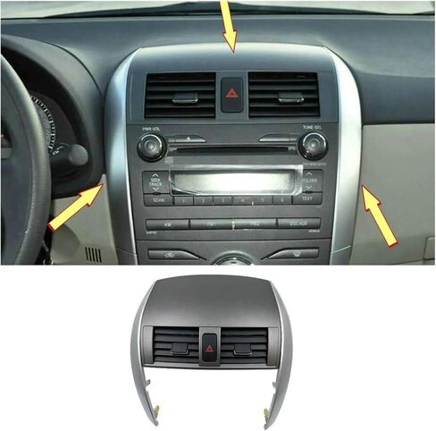 Car Center Dash A/C Outlet Air Vent Panel with Trim Strip Compatible for Toyota Corolla 2009 2010 2011 2012 2013 55670-02160 in Saudi Arabia
