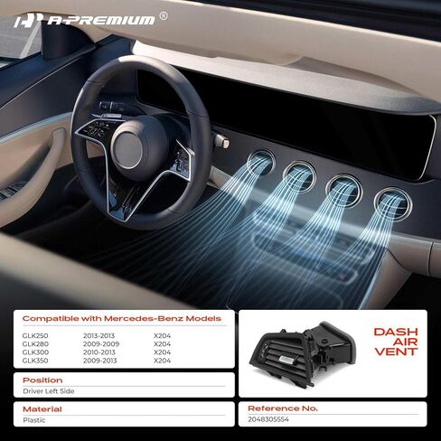 شبكة تنفيس الهواء للوحة القيادة A-Premium متوافقة مع مرسيدس بنز GLK250 2013، GLK280 2009، GLK300 2010-2013، GLK350 2009-2013، جانب السائق الأيسر in Saudi Arabia