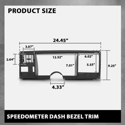 G-PLUS Speedometer Dash Bezel Tirm Panel Compatible with Chevy Silverado GMC Sierra Truck 1988 1989 1990 1991 1992 1993 1994 (Black ABS Plastic) in Saudi Arabia