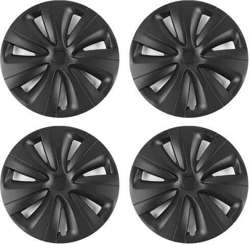 FREEMOTOR802 Compatible with 2024-2025 Tesla Model 3 18" Wheel Cover Hubcaps Rim, Matte Black S Style ABS Whirlwind Shaped Hub Cap Full Rim Replacement 4 Pieces in Saudi Arabia
