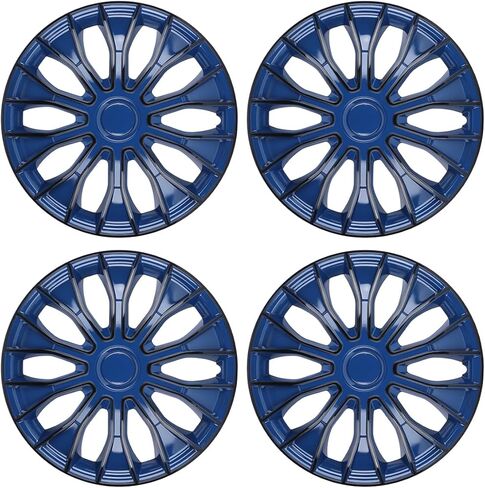 WOLFSTORM 4-حزمة 15 بوصة غطاء حافة العجلة Hubcaps، تصميم خاص شكل الموضة استبدال Hubcaps، سيارة شاحنة SUV محور العجلة الملحقات-الأزرق والأسود in Kuwait