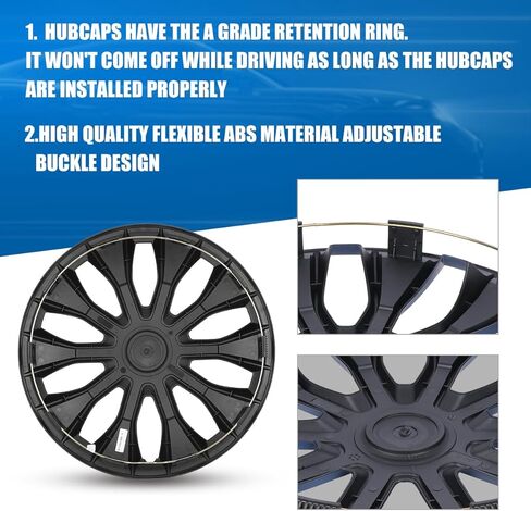 WOLFSTORM 4-حزمة 15 بوصة غطاء حافة العجلة Hubcaps، تصميم خاص شكل الموضة استبدال Hubcaps، سيارة شاحنة SUV محور العجلة الملحقات-الأزرق والأسود in Kuwait