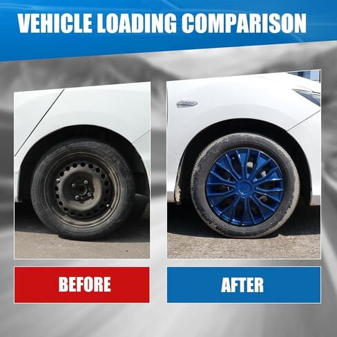WOLFSTORM 4-حزمة 15 بوصة غطاء حافة العجلة Hubcaps، تصميم خاص شكل الموضة استبدال Hubcaps، سيارة شاحنة SUV محور العجلة الملحقات-الأزرق والأسود in Kuwait