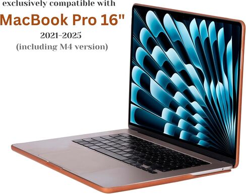 حافظة بلاك بروك الفاخرة المصنوعة من الجلد المحبب بالكامل لجهاز ابل ماك بوك برو 16 بوصة، أغطية جلدية علوية وسفلية للحماية (أسمر، ماك بوك برو 16 بوصة) in Kuwait