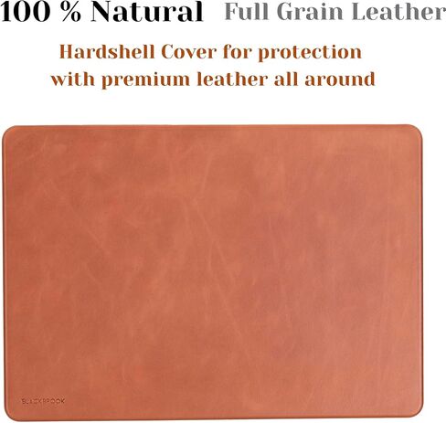 حافظة بلاك بروك الفاخرة المصنوعة من الجلد المحبب بالكامل لجهاز ابل ماك بوك برو 16 بوصة، أغطية جلدية علوية وسفلية للحماية (أسمر، ماك بوك برو 16 بوصة) in Kuwait