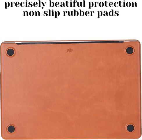 حافظة بلاك بروك الفاخرة المصنوعة من الجلد المحبب بالكامل لجهاز ابل ماك بوك برو 16 بوصة، أغطية جلدية علوية وسفلية للحماية (أسمر، ماك بوك برو 16 بوصة) in Kuwait