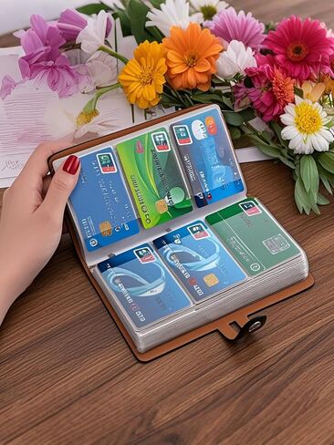 Credit Card Holder Business Card Organizer, with 96 Card Slots Credit Card Protector, 1 Pack Coffee in Saudi Arabia