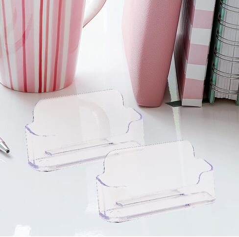 4Pcs Business Card Holder, Clear Plastic Stand Desk Large Capacity Card Organizers Business Card Display for Office in Saudi Arabia