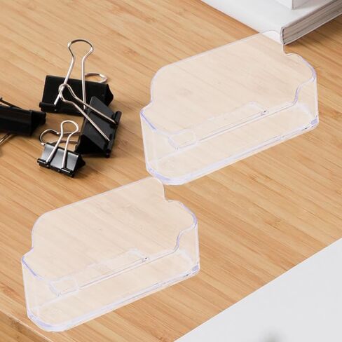 4Pcs Business Card Holder, Clear Plastic Stand Desk Large Capacity Card Organizers Business Card Display for Office in Saudi Arabia