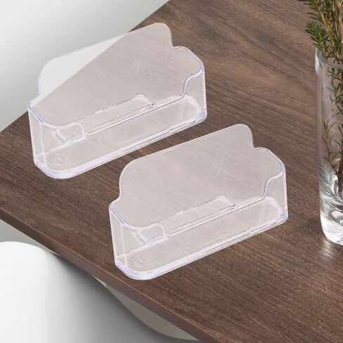4Pcs Business Card Holder, Clear Plastic Stand Desk Large Capacity Card Organizers Business Card Display for Office in Saudi Arabia