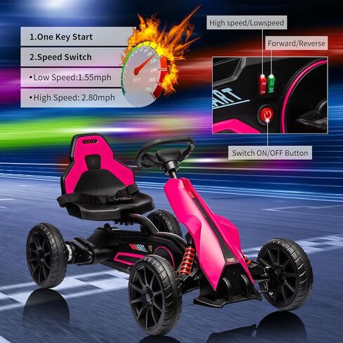 12V Electric Drift Kart for Kids, 7Ah Battery Powered, 35W Motor with Adjustable Speed, Safety Belt, and Shock Absorber; Maximum Load of 66 Lbs Electric Car Toy(Pink in Saudi Arabia