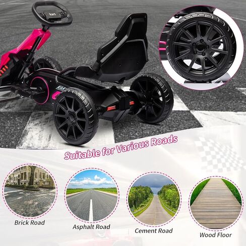 12V Electric Drift Kart for Kids, 7Ah Battery Powered, 35W Motor with Adjustable Speed, Safety Belt, and Shock Absorber; Maximum Load of 66 Lbs Electric Car Toy(Pink in Saudi Arabia