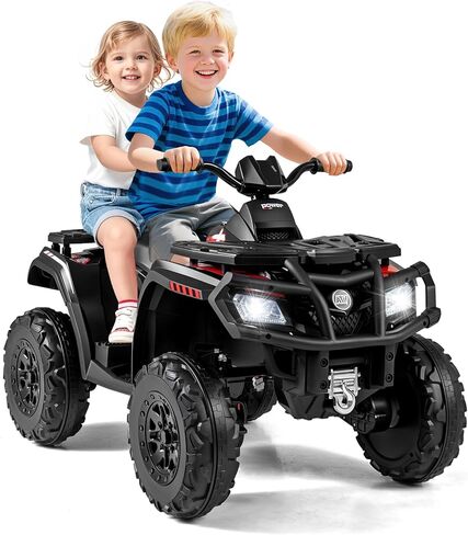 Costzon 2-Seater Kids ATV, 24V Four Wheeler Quad Electric Vehicle w/ 4 Motors, Soft Start & Spring Suspension, LED Lights, Music, Toddler Kids 4 Wheeler Ride on Car Toy for Boys Girls Aged 3-8 (Red) in Saudi Arabia