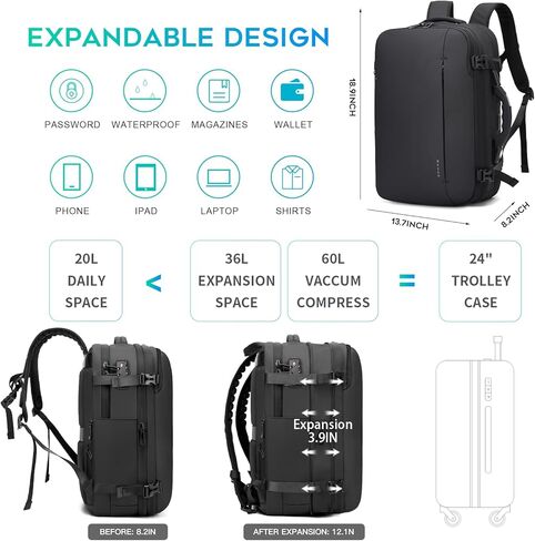 BANGE Air Compression System Backpack with electronic scaleVacuum Compression Travel Backpack,Expandable Backpacks with Pump for Airplanes (With Air Pump) in Saudi Arabia