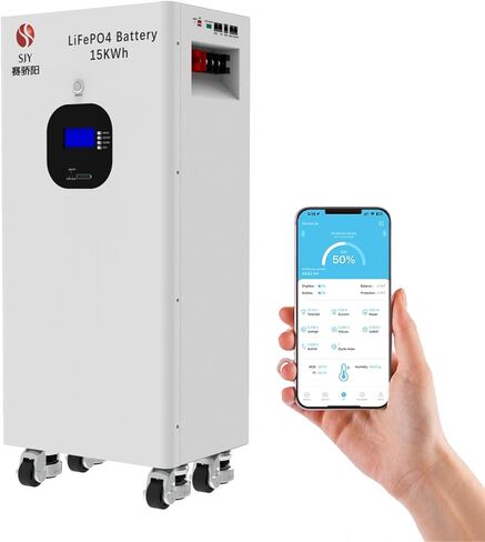 5kWh 48V 100Ah Lifepo4 Wall Mount Battery, 51.2V Lithium Battery Energy Storage for Home 6000+ Deep Cycle Built-in BMS LCD Screen, 15 Year Lifetime, Solar System in Saudi Arabia
