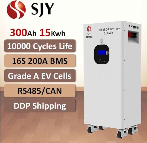 5kWh 48V 100Ah Lifepo4 Wall Mount Battery, 51.2V Lithium Battery Energy Storage for Home 6000+ Deep Cycle Built-in BMS LCD Screen, 15 Year Lifetime, Solar System in Saudi Arabia