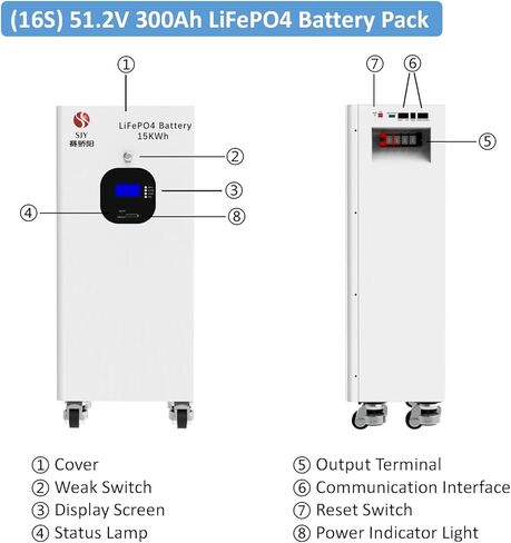 5kWh 48V 100Ah Lifepo4 Wall Mount Battery, 51.2V Lithium Battery Energy Storage for Home 6000+ Deep Cycle Built-in BMS LCD Screen, 15 Year Lifetime, Solar System in Saudi Arabia