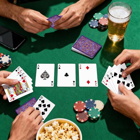 ورق لعب مكون من عبوتين، مجموعة من البطاقات، أوراق لعب قياسية للبالغين، مجموعة بطاقات بوكر ممتازة، مجموعة بطاقات لعب للبلاك جاك، يوكر، كاناستا، ليلة الألعاب العائلية، ألعاب الحفلات (أزرق وأرجواني) in Kuwait