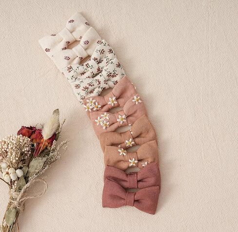 ربطات شعر للفتيات الصغيرات مع فيونكات من الكتان ديزي، 12 قطعة من أربطة الشعر المصنوعة من النايلون المرن بدون ضرر، حوامل ذيل الحصان، إكسسوارات شعر صغيرة هدايا للفتيات والأطفال، شعر سميك ورقيق in Kuwait