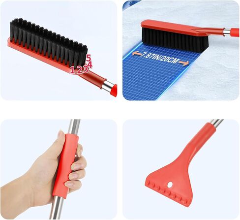 Car Snow Brush - 2-in-1 Ice Scraper, Long Handle for Roof & Windshield in Saudi Arabia