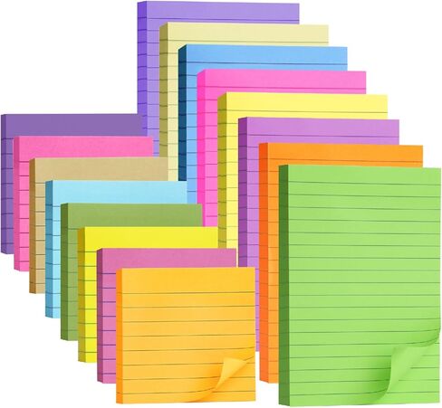 Mr. Pen- Lined Sticky Notes Set,16 Pads, 4"x6" and 3"x3", 720 Sheets, Pastel Colors, Sticky Notes with Lines in Saudi Arabia