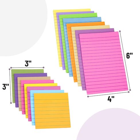 Mr. Pen- Lined Sticky Notes Set,16 Pads, 4"x6" and 3"x3", 720 Sheets, Pastel Colors, Sticky Notes with Lines in Saudi Arabia