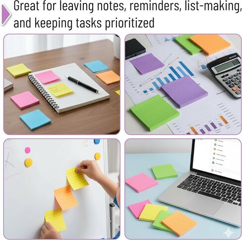 Mr. Pen- Lined Sticky Notes Set,16 Pads, 4"x6" and 3"x3", 720 Sheets, Pastel Colors, Sticky Notes with Lines in Saudi Arabia