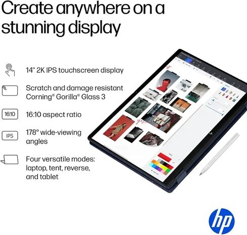 HP OmniBook X Flip 14 2-in-1 Laptop, Laptop Touchscreen 14" WUXGA IPS, Intel 8-core Ultra 5 226V, Intel Arc 130V GPU, 16GB RAM 512GB SSD, Thunderbolt 4, Windows 11 Home with Stylus Pen in Saudi Arabia