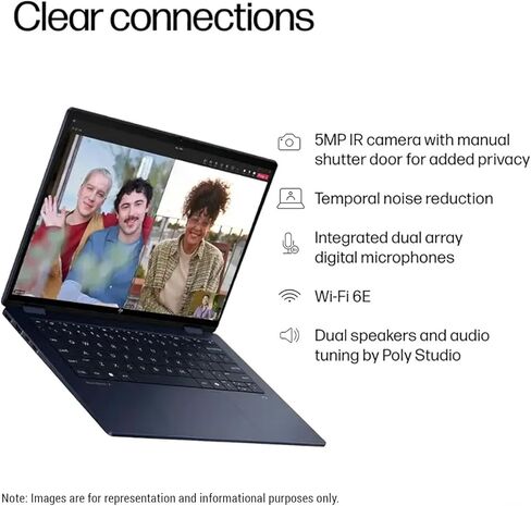 HP OmniBook X Flip 14 2-in-1 Laptop, Laptop Touchscreen 14" WUXGA IPS, Intel 8-core Ultra 5 226V, Intel Arc 130V GPU, 16GB RAM 512GB SSD, Thunderbolt 4, Windows 11 Home with Stylus Pen in Saudi Arabia