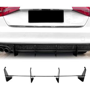 Rear Bumper Diffuser Lip Shark Fin for Audi A4 B8.5 2013-2016 Gloss Black in Kuwait