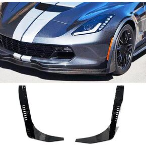 Front Splitter Compatibility with 2014-2019 Corvette C7 | Z06 Stage 3 Front Bumper Lower Side Winglets Extensions ABS (Gloss Black) in Kuwait