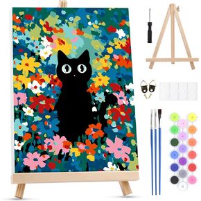 MXJSUA Easter Framed Paint by Numbers for Adults Beginners, Easy Adults' Paint-by-Number Kits on Canvas with Easel, Cute Bunnies Acrylic Number Painting Crafts Kits Gifts for Home Decor, 8x12inch in Saudi Arabia
