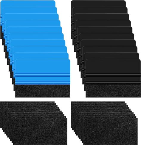 Giantree 20 Pack Vinyl Wrap Squeegee 4 Inch, Felt Edge Squeegee Window Film Tint Squeegee Decal Applicator Scraper Tool Wallpaper Smoothing Tool with 20 PCS Black Fabric Felt (Blue Black) in Saudi Arabia