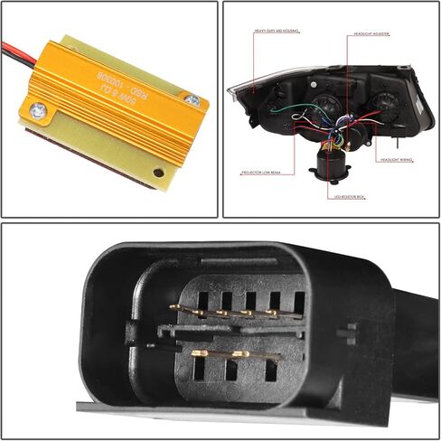 Auto Dynasty LED Halo Headlights Assembly Compatible with 2009-2012 BMW E90 323i 335d 325i 328i Sedan, Left and Right Side, 3D Crystal Blue U-Halo, Projector Low Beam, LED Turn Signal, Black Housing in Kuwait