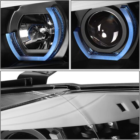 Auto Dynasty LED Halo Headlights Assembly Compatible with 2009-2012 BMW E90 323i 335d 325i 328i Sedan, Left and Right Side, 3D Crystal Blue U-Halo, Projector Low Beam, LED Turn Signal, Black Housing in Kuwait