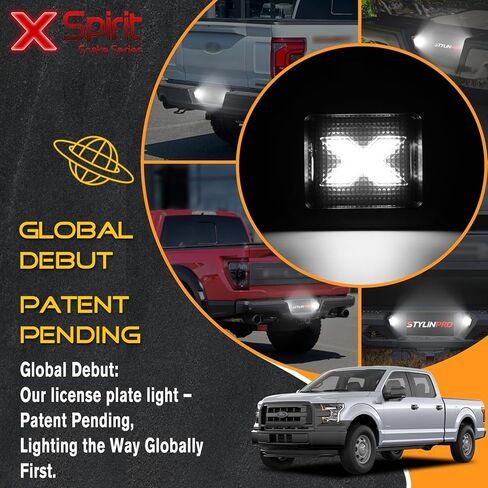 مجموعة مصابيح لوحة الترخيص LED مع ضوء شعاع على شكل X [في انتظار الحصول على براءة اختراع] متوافق مع Ford 2017-2021 F150، F150 Ra-ptor، ضوء علامة العدسة المدخنة الماسية، قطعتان in Kuwait
