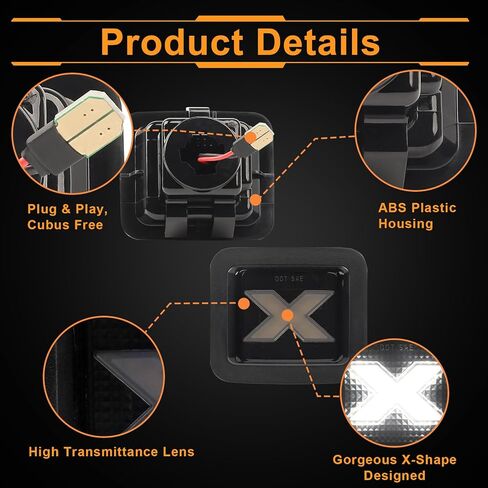 مجموعة مصابيح لوحة الترخيص LED مع ضوء شعاع على شكل X [في انتظار الحصول على براءة اختراع] متوافق مع Ford 2017-2021 F150، F150 Ra-ptor، ضوء علامة العدسة المدخنة الماسية، قطعتان in Kuwait