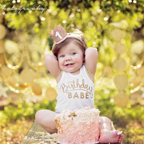 Rose Gold 1st Birthday Crown, First Glitter Crown Hat for Baby's 1st Birthday Party Photo Booth Props Girl or Boy Baby Shower Decor in Saudi Arabia