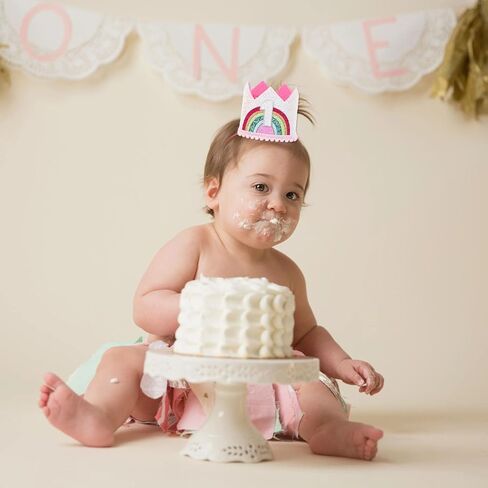 Rose Gold 1st Birthday Crown, First Glitter Crown Hat for Baby's 1st Birthday Party Photo Booth Props Girl or Boy Baby Shower Decor in Saudi Arabia