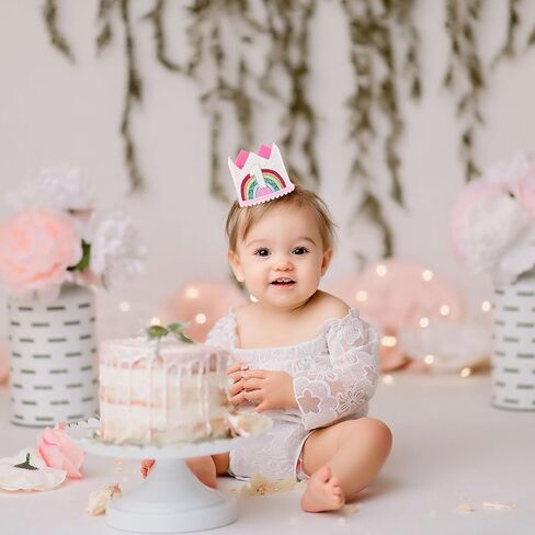Rose Gold 1st Birthday Crown, First Glitter Crown Hat for Baby's 1st Birthday Party Photo Booth Props Girl or Boy Baby Shower Decor in Saudi Arabia