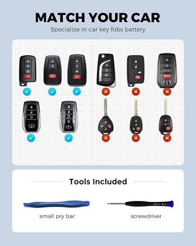 CR2032 (2 Pack) Car Remote Key Fob Battery Replacement for Toyota 2012-2021 4Runner, Avalon, Camry, Corolla, Highlander, Prius C, RAV4, Sequoia, Tacoma, Tundra Smart Key Fob in Saudi Arabia