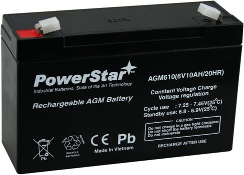 PowerStar 6 Volt 10 Amp Hour Battery 6V 10AH Sealed Lead Acid SLA RBC52 Tripplite UB6120 in Saudi Arabia