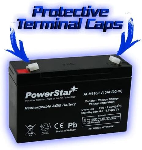 PowerStar 6 Volt 10 Amp Hour Battery 6V 10AH Sealed Lead Acid SLA RBC52 Tripplite UB6120 in Saudi Arabia