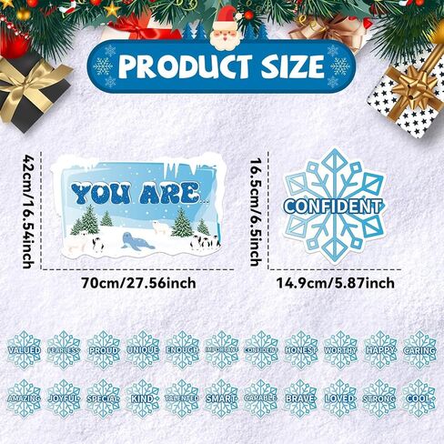 Winter Affirmation Station Bulletin Board Door Decoration Winter Snowflake Classroom Decor Christmas Motivational Positive Cutout Classroom Mirror Growth Mindset Decor for School Home Door Wall Supply in Saudi Arabia